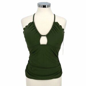 Beachsissi Cutout Tankini Swimsuit Two Piece Dark Olive Green Size Medium NWT